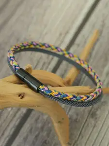 Dragon Scale Weave Nylon Bracelet with Magnetic Buckle, Unisex Outdoor Casual Accessory, Double Layer Design, Perfect for Daily Wear, Stackable Bracelets