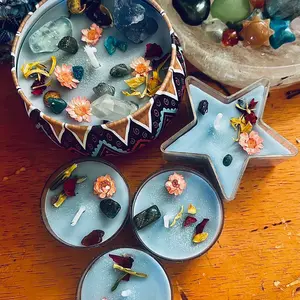 Hebe Crystal Candle Bundle 6oz tin and 6 pack tealight candles