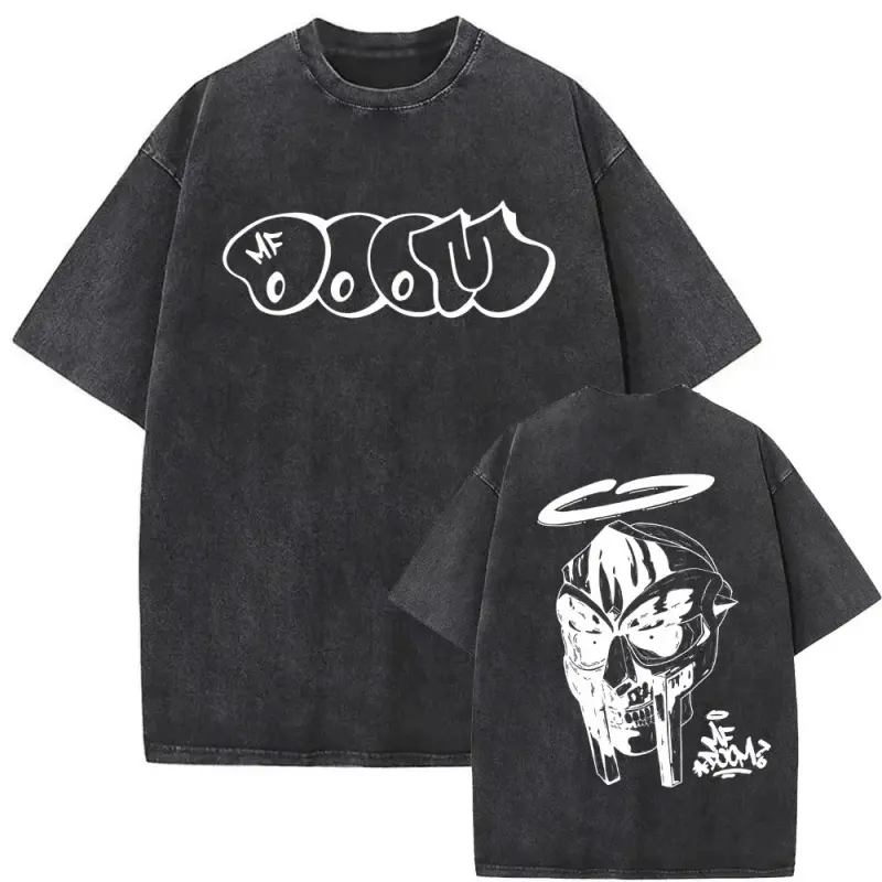 180g[100%cotton]Vintage Washed MF DOOM MM FOOD Graphic T-Shirt, Unisex Rapper Hip Hop Short Sleeve Tee, Soft Cotton Casual Top, Retro Streetwear Apparel, Trendy Daily Wear & Fan Merch for Hip Hop Music Lovers
