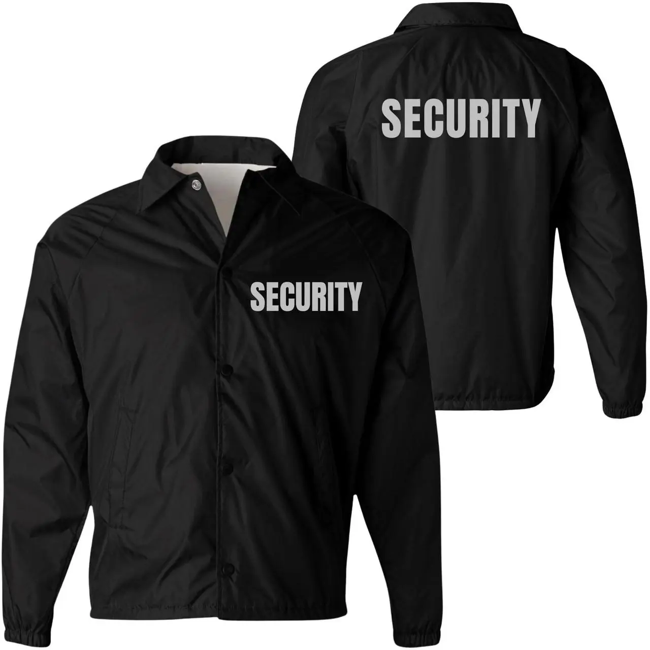 Women's Security Uniform Jacket, Double-Sided Printed Nylon Windbreaker Tops with Long Sleeves, Elastic Cuffs & Reinforced Pockets, Outdoor