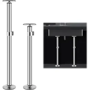 Undermount Sink Brackets, Stainless Steel Undermount Sink Support, 17.7“-31.1" Adjustable Support Pole, Undermount Sink Repair Kit for Kitchen, Bathroom (2 Pack)