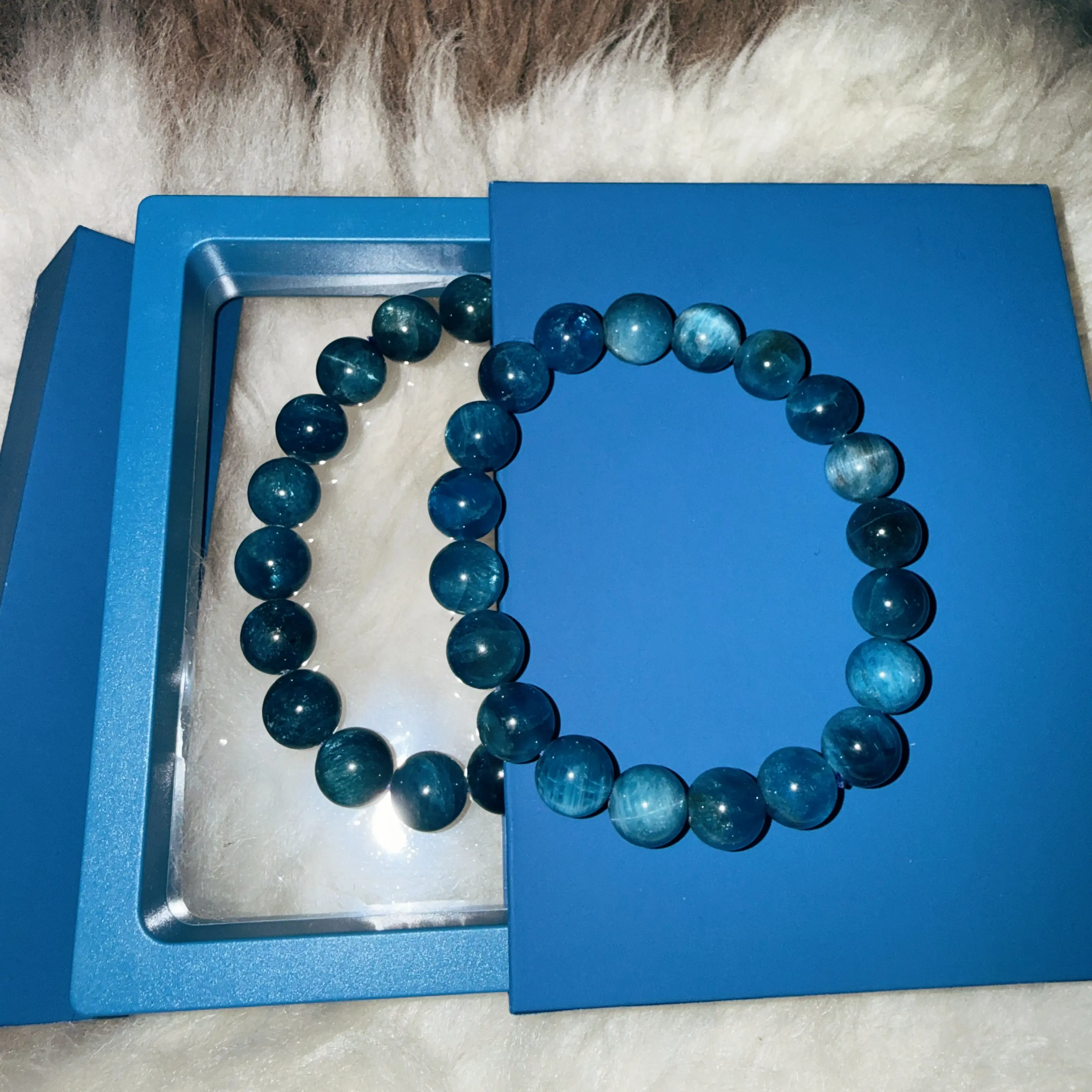 Natural Unique Blue Apatite Crystal Bracelet - Unisex Natural Gemstone Jewelry, August Wear Charm for Intention