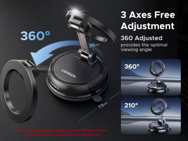 UGREEN Vacuum Magnetic Car Phone Holder,Car Phone Mount, 360° Adjustable for MagSafe Car Holder Foldable Suction Phone Mount for Car, for Garmin GPS/Mirror/Smooth Surface, for iPhone 17 16 Pro Max 15, and Android(Not for Reuse)DealsForYouDays