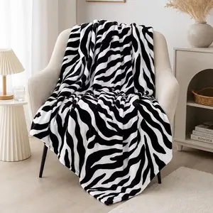 Zebra Print Pattern Blanket Spring Summer Autumn Winter Room Decor Living Room Sofa Gift Valentine'S Day Mother'S Day Back to School 60*80in
