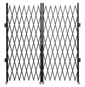 Folding Security Gate 6.5'H x 12'W, Steel Accordion Gate, Adjustable Rolling Barricade Door with Keys for Hallways, Storefronts, Garages Default