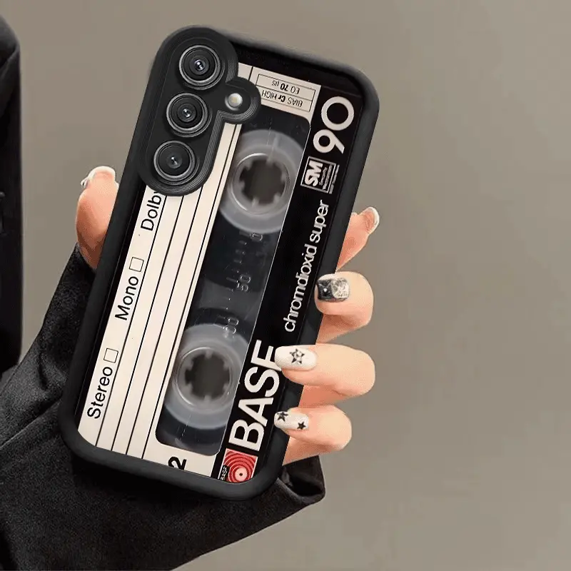 Phone Case: Music Cassette Pattern Case Suitable for Samsung Galaxy A12/A13/A14/A15/A16/A17/A21S/A22/A23/A24/A25/A26/A32/A33/A34/A35/A36/A52/A53/A54/A55/A56/S21 Ultra/S22 Plus/S23+/S24 FE/S25 Edge, Heaven's Eye Ladder Soft Case, Classic Black