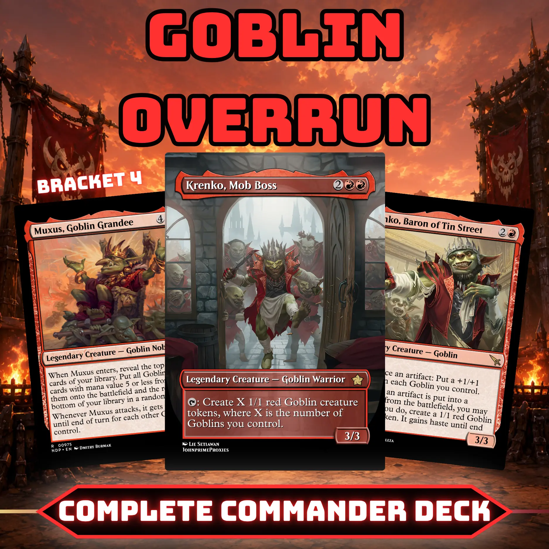 Goblin Overrun Commander Style Deck | 100 Cards + Tokens | Custom Proxy Cards