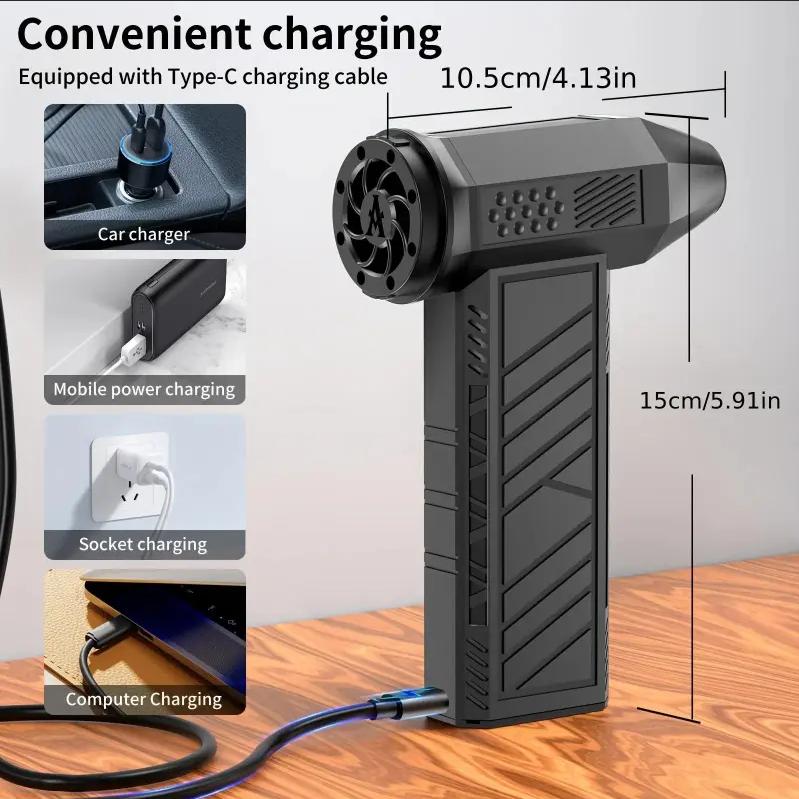 Rechargeable Wireless Turbine Blower Gun Portable Air Blaster for Car Computer Keyboard Home Outdoor Cleaning Electric Air Compressor Dust Blower