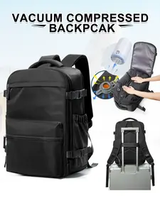 2-Piece Vacuum Set with Electric Pump, Large Capacity Multi-Layer Design, Laptop Compartment, Handheld & Shoulder Strap, Adjustable Backpack, Vacuum Compression Travel Backpack