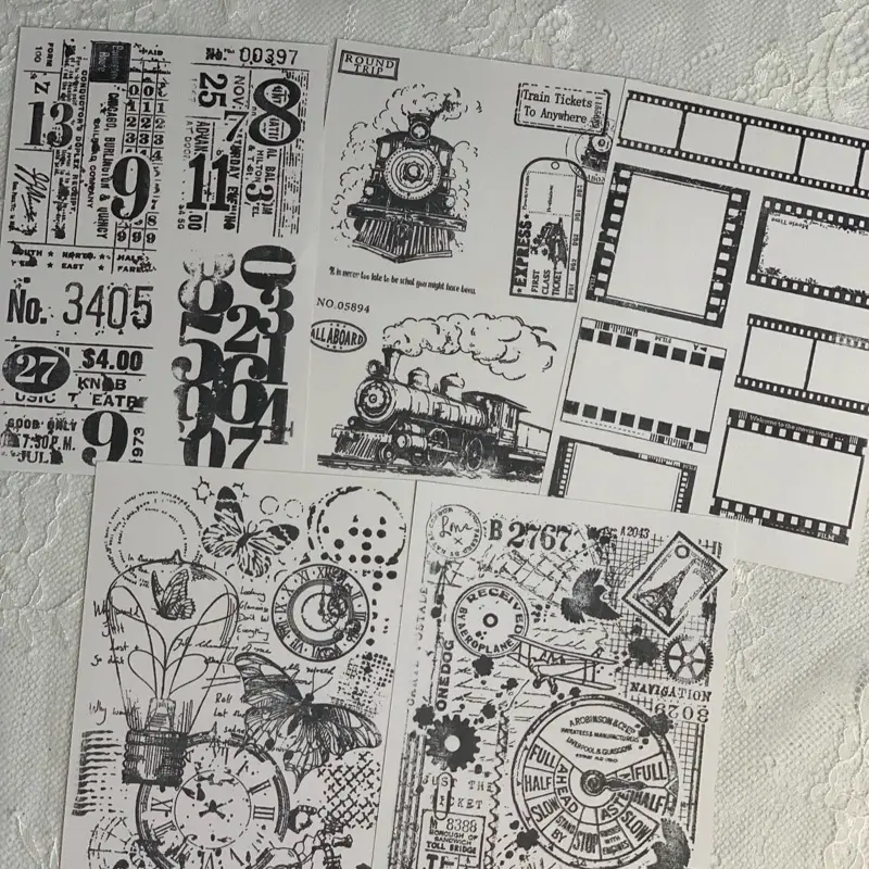 Five handmade Sticker label ephemera for junk journal Five handmade Sticker label ephemera for junk journal