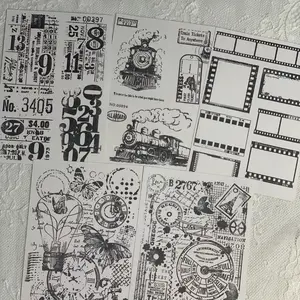 Five handmade Sticker label ephemera for junk journal
