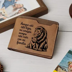 Spanish Quote Leather Wallet, Lion Family Graphic, Mens Bifold Wallet, Gift For Dad, Father Son Gift, Family Keepsake