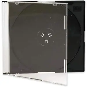 Ultra Thin 5.2mm Slim Clear CD Jewel Case with Built in Black Tray, 50 Pack.
