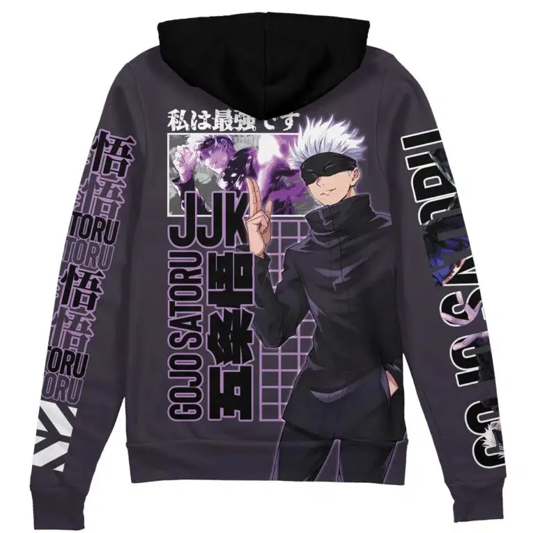 [FREESHIP] Gojo Satoru Jujutsu Kaisen Streetwear Zip Hoodie Jacket, Anime fan zip up hoodie, Perfect for Fall & Winter with Fitted Design, Soft Comfortable Sweatshirt #anime  #hoodie #menwear #Sweatshirt #ziphoodie
