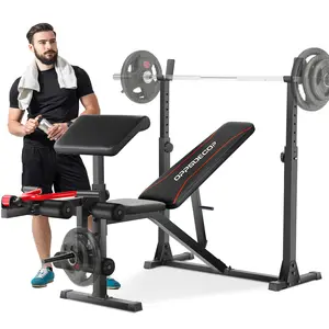 【TikTokShopBlackFriday】OPPSDECOR 900LBS Weight Bench Set with Squat Rack Preacher Curl with Leg Extension Press Set Workout Bench for Home Gym dumbbell set foldable weight
