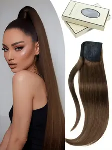 1pc Human Hair Ponytail Hairpiece - Natural Straight Hair, Single Piece for Women and Men, Versatile Styling and Volume Enhancement, No Shedding, Easy to Use and Maintain, Suitable for Wedding/Parties/Festivals Fashionable Hairstyles & Daily Using