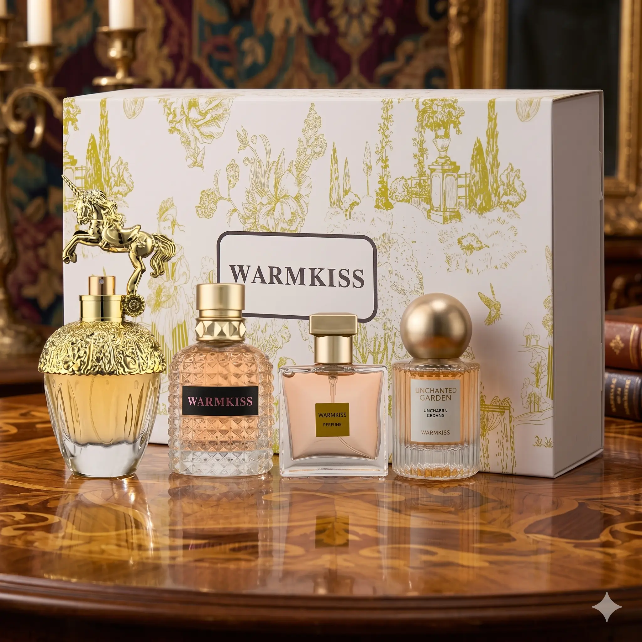 WARMKISS 4-Piece Fragrance Sets for Adults, Elegant Long Lasting Perfume with Citrus Scents, Gift-Ready Set Pack, Scented, Liquid, Gift Box Fragrance Sets, Mini Fragrance Sets