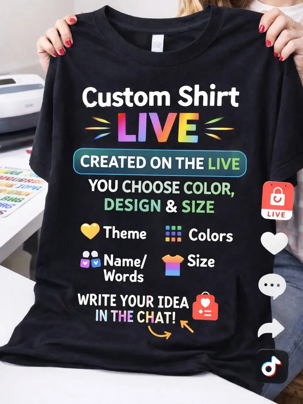 Custom T-Shirt Created On LIVE – You Choose Color, Design & Size