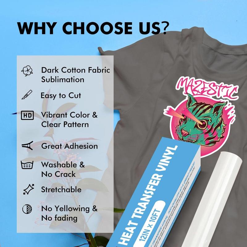 A-SUB Sublimation Bundle: A-SUB Ink (4x120ml) + Sublimation Paper (110 Sheets) + HTV (12x10ft) + Tape"