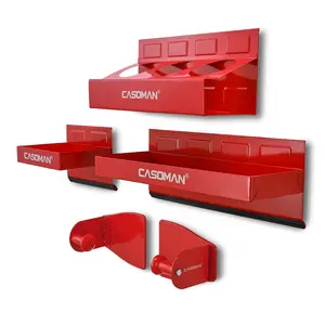 CASOMAN 4PCS Red Magnetic Toolbox Shelf, Tray, Paper Towel Holder, Variety of Use, Durable, Magnets Any Metal Surface fathersdaygift