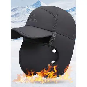 Winter New Fashion Hats Men's Outdoor Travel Riding Cold Mask Lei Feng Hat Plus Velvet Padded Warm Ear Protection Hat Northeast.