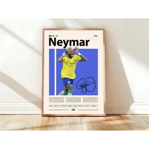Neymar Poster, Brazil Soccer Poster, Soccer Gifts, Sports Poster, Football Player Poster, Soccer Wall Art, Sports Bedroom Posters