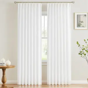 VEVOR Sheer Curtains, 84 inches Long, 2 Panels Set Sheer White Curtains, Each 52" W x 84" L, Dual Rod Pocket Installation, 100% Polyester Window Drapes for Bedroom, Living Room, Balcony, Yard