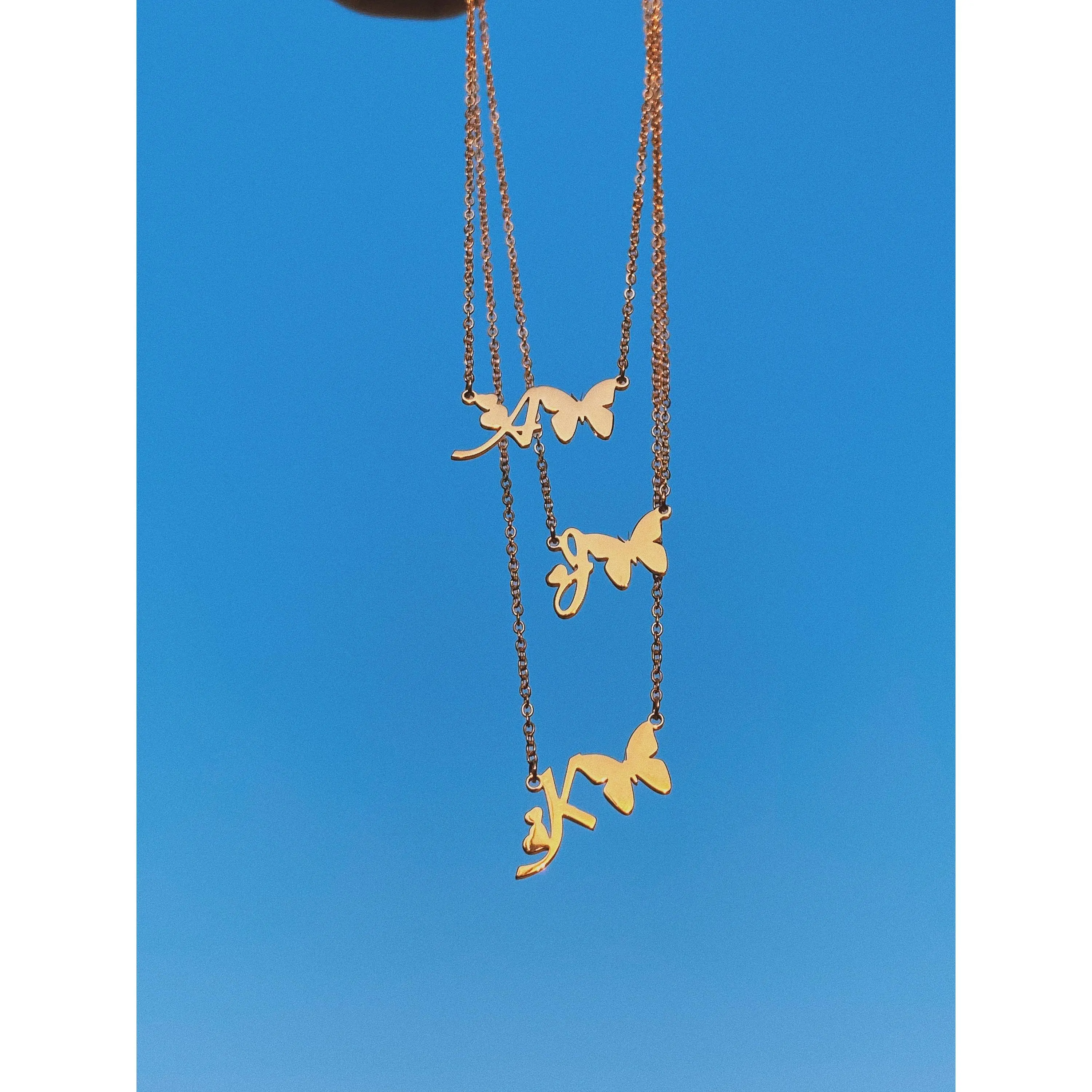 Initial Butterfly Plate Necklace
