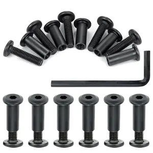 50 Pcs M6x25mm Furniture Bolts Black Hex Screws and Barrel Nuts Kit Binding Post Screw for Furniture Connector Bolts Bunk Bed and Wood Working Tools(Black)