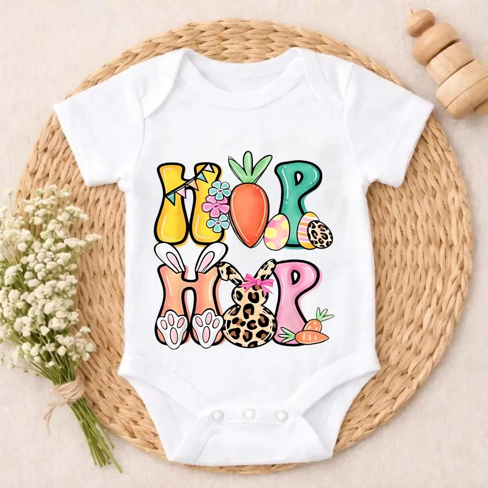 Boys' Cute Hop Hop Bunny Carrot Egg Cotton Bodysuit Gift Set - Skin-Friendly, Breathable, Hypoallergenic, Ultra-Soft Snaps Romper Top, Machine Washable, Easy-to-Match, 0-24M (0-3m,6m,9m,12m,18m), 0 - 3 Months