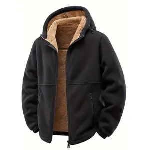 Men’s casual wool jacket — a sharp jacket made from polyester fabric with pockets; a zippered winter coat; a warm, thick, regular-length hooded sweatshirt with long sleeves; adult-style men’s formal wear