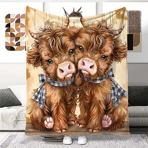 Soft Flannel Blanket with West Highland Terrier Design, Cozy Warm Throw for Home Office, Perfect Travel & Camping Nap Blanket Gift