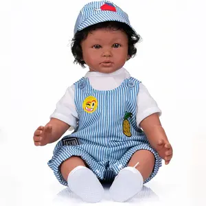 Real Look 24 Inch Reborn Baby Dolls Black Girl Cloth Body Soft Vinyl Realistic African American Baby Doll Lifelike Newborn Doll Toy Gift for Kids
