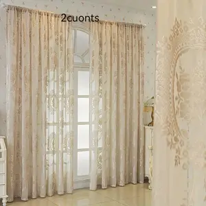 Floral Pattern Light Curtain, 2 Counts/set Modern Simple Window Curtain, Curtain Accessories Window Drapes Bedroom Curtains Arch for Home Living Room Bedroom Dining Room Office Decor, Curtains And Nettings