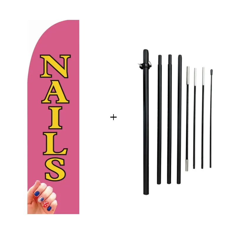 Nails Feather Flag  Advertising Swooper Flag Banner with 11ft FlagPole  Windless Shop Sign for Retail Store Outdoor Business