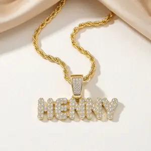Personalized Iced Out Name Necklace - Custom Bling Pendant for Hip Hop Fashion Accessories