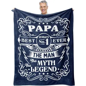 Grandpa Gifts Blanket 60"X50", Birthday Gifts for Grandpa, Papa Gifts, Grandpa Fathers Day Birthday Gifts, Gifts for Papa, Best Grandpa Gift Ideas, Christmas Grandfather Gifts from Grandkids, Printed on One Side with a Plain White Back, Halloween Thanksgi