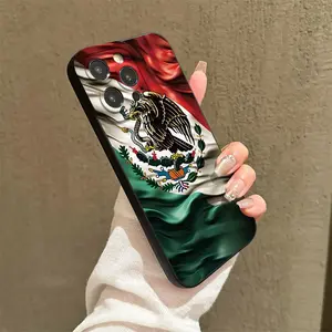 Mexico Flag Pattern Phone Cases with Lens Protector, Shockproof Mobile Phone Case, Decorative Phone Protector Cover, Phone Compatible with iPhone 17 Pro Max Case iPhone 14 Pro Max Case iPhone 11 Cases Silicone Protection