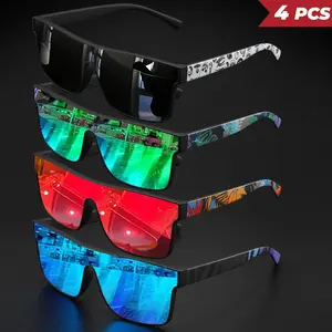 4-Pack Sports Sunglasses – UV400 One-Piece Lens Shades for Men & Women