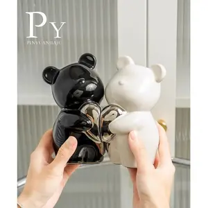 Luxury Ceramic Bear Bookends – Designer Home Decor for Living Room, Entryway, TV Cabinet & Wine Cabinet