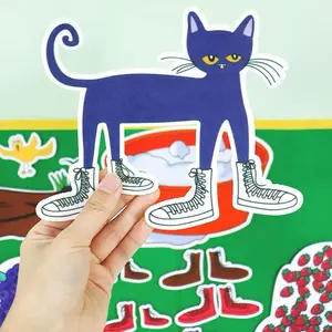 Felt Teaching Props for“ Pete the Cat I Love My Shoes”Story Performance Tool for Teacher Interaction, Classroom Apron Drama