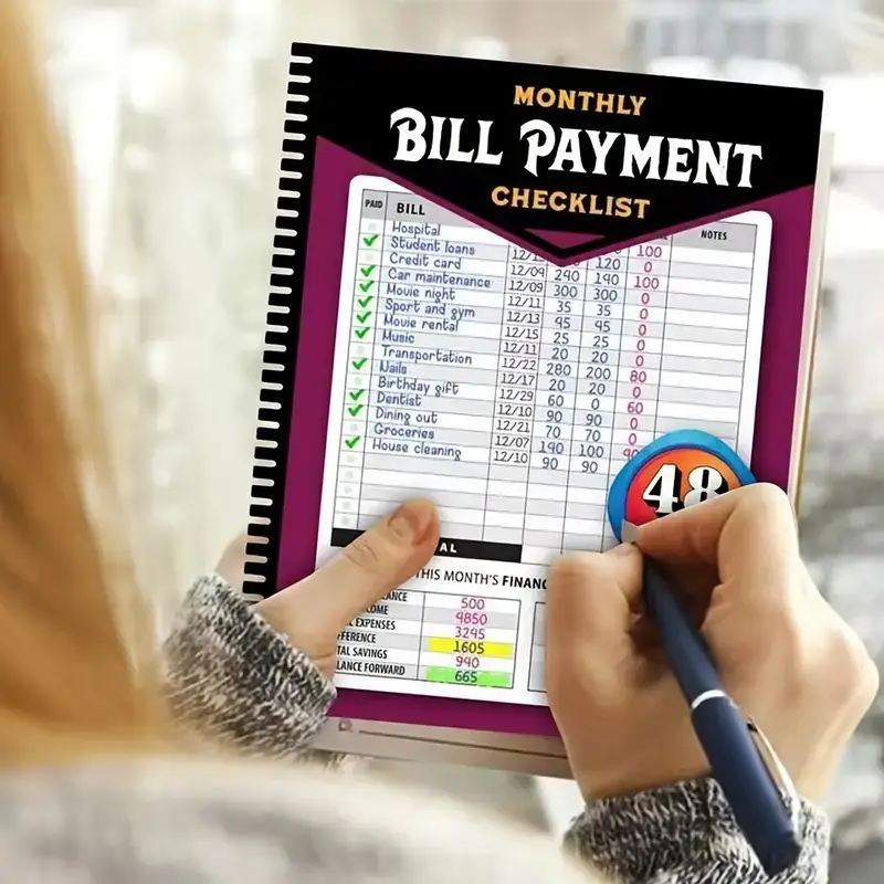 48-Month Budget Tracking Notebook Monthly Financial Organizer English Paper Material for Personal Finance Management Weekly Planner Pink Notepad Bill