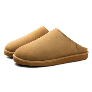 Fitory Men’s Winter Genuine Leather Slippers