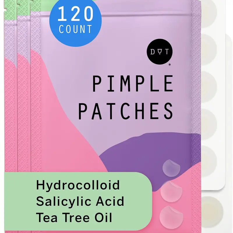 Dot Pimple & Zit Patches for Face – All-Natural Custom Triple-Action Formula Absorbs, Clears & Brightens Acne Spots with Hydrocolloid, Vitamin C, Tea Tree Oil & Salicylic Acid (10mm, 120ct)
