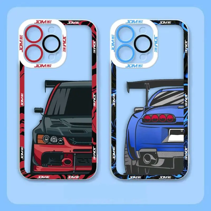 Sports Car Tokyo JDM Drift Angel Eyes Clear Soft Silicone Case For iPhone 17 16 15 14 13 12 11 Pro Max Plus Air - Top Fan's Phone Case Cover as Perfect Gift Get Ready for Halloween