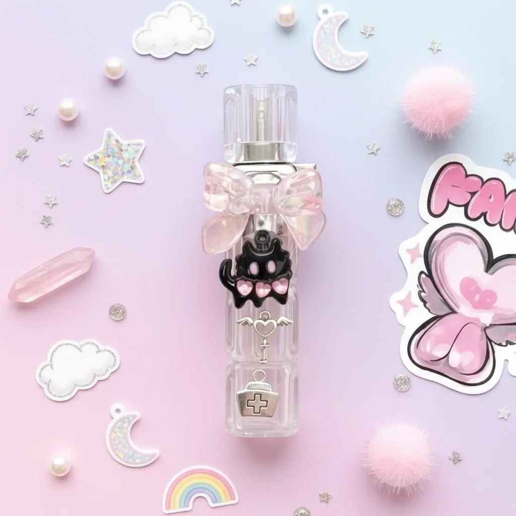 Kawaii Crystal-Inspired Virtually Gas-Free Spinning Toy - Pink Bow, Black Cat Charm, ABS Plastic, Stress Reliever, Cute Home Desk Decor Ornament, Refillable Lighter Accessory Gift for Girls (Gift Box Included) with Friend Appeal high quality soft flame