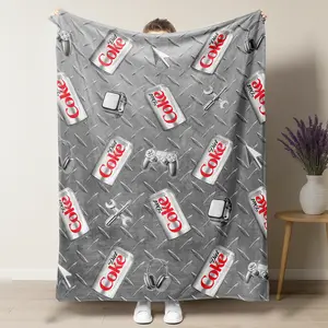 Diet Coke with Game controller, Wrench, Screwdriver Pattern Flannel Blanket, Cool and Trendy Pattern blankets,Soft Office Bedding Blanket PlushThin Quilt Holiday Gift