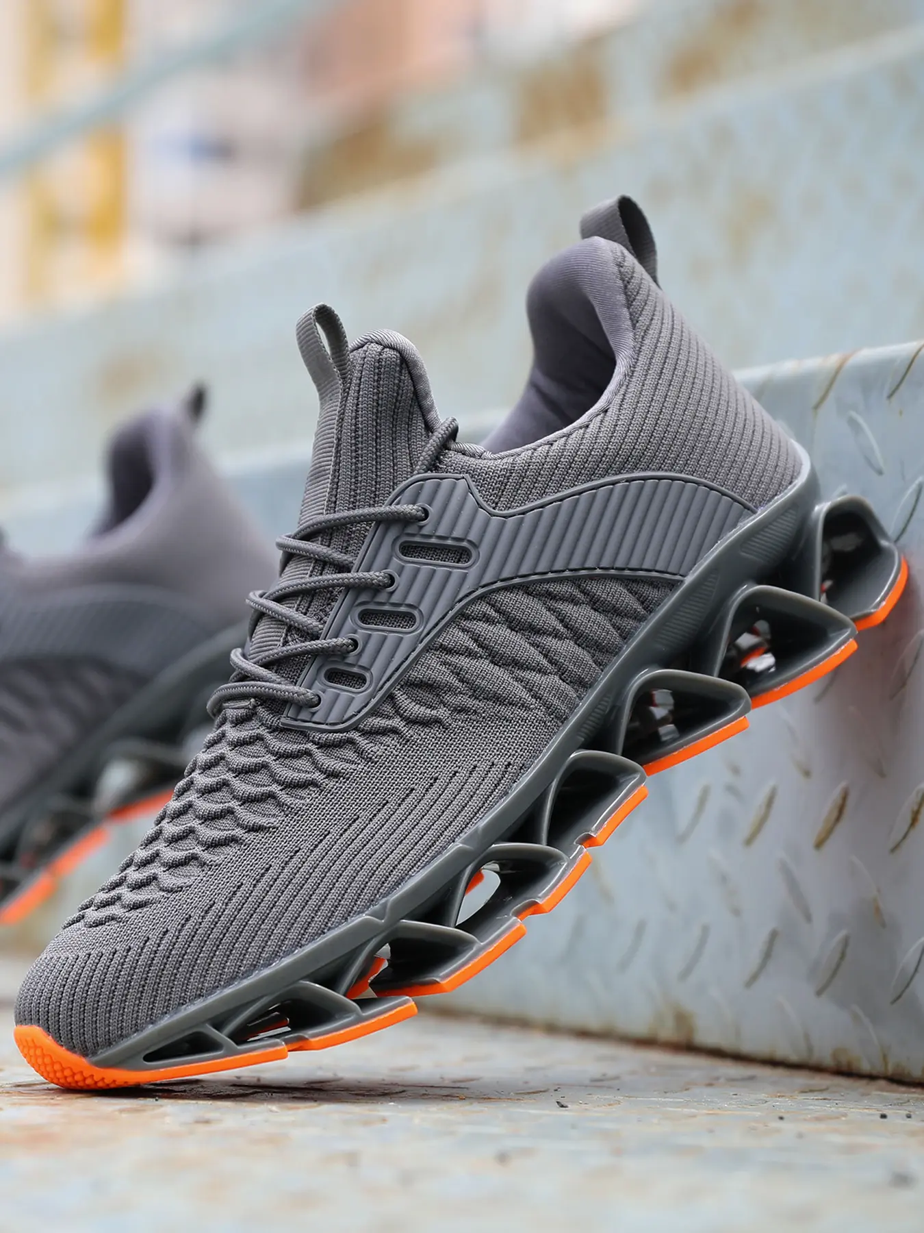 Men\'s Mesh Gray Non Slip, Breathable, Athletic Sports Fashion Sneakers Shoes Feethit Men main image 3