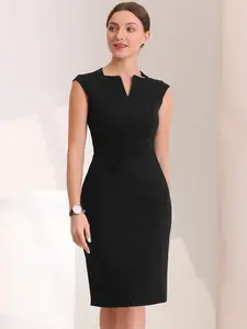 INSPIRE CHIC Sheath Dress Pencil Sleeveless Office Elegant Business Black