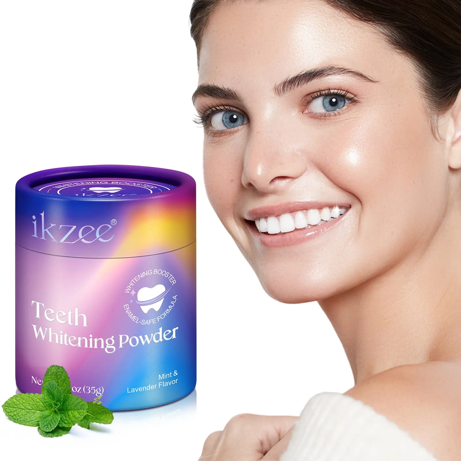 Ikzee Magic Tooth Powder 35g, Peppermint Lavender Flavor, Fine Powder, Deep Cleaning Teeth, Fresh Breath, Brighten Smile
